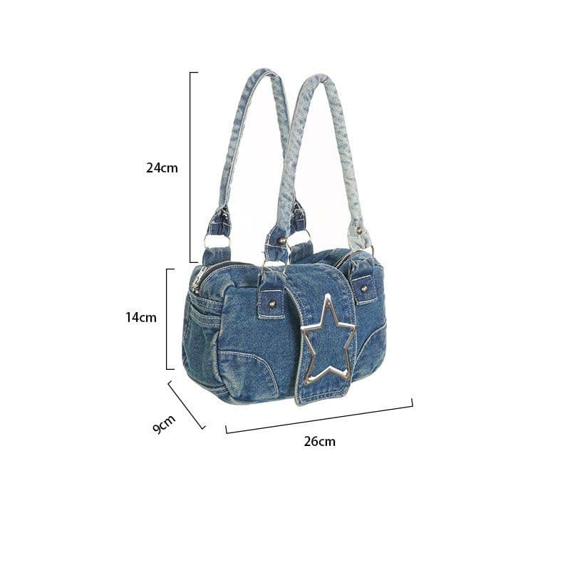image-American Stylish Good Texture Retro Denim Handbag For Women