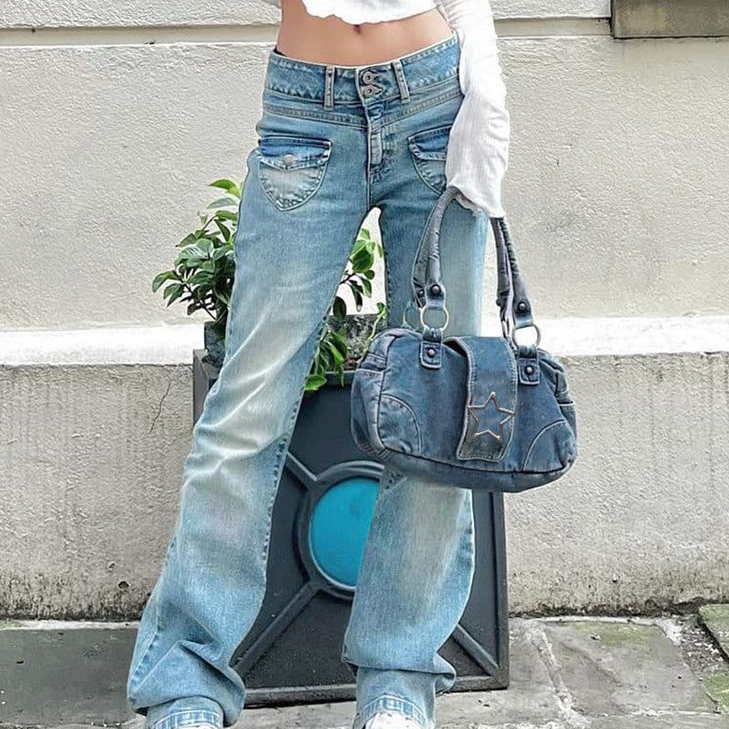 image-American Stylish Good Texture Retro Denim Handbag For Women