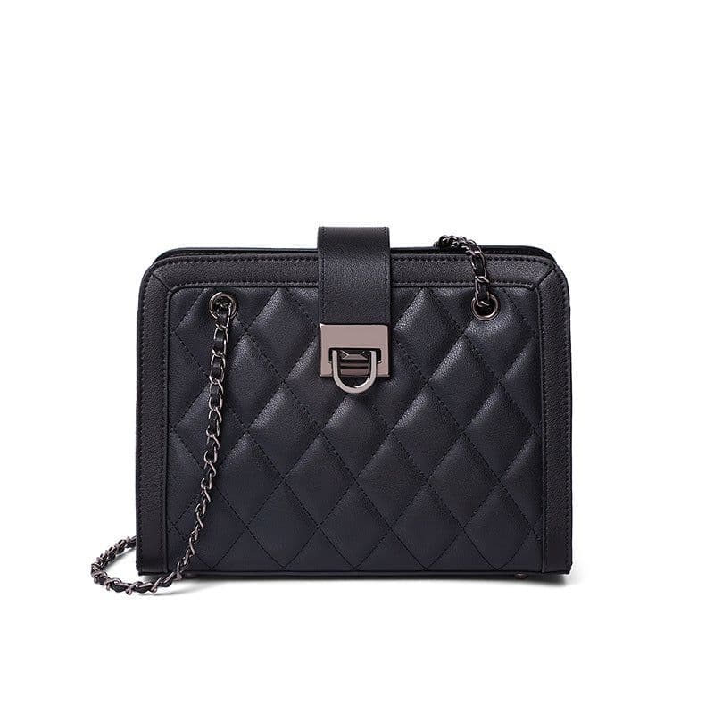 image-Women's Crossbody Underarm Genuine Leather Chain Small Square Bag