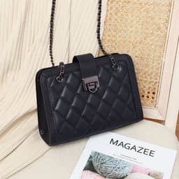 image-Women's Crossbody Underarm Genuine Leather Chain Small Square Bag