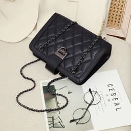 image-Women's Crossbody Underarm Genuine Leather Chain Small Square Bag