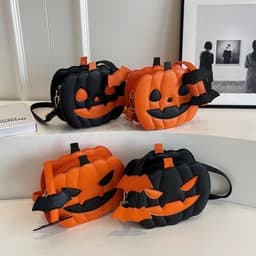 image-2023 Halloween Bags Funny Pumpkin Cartoon Shoulder Crossbody Bag With Bat Personalized Creative Female Bag