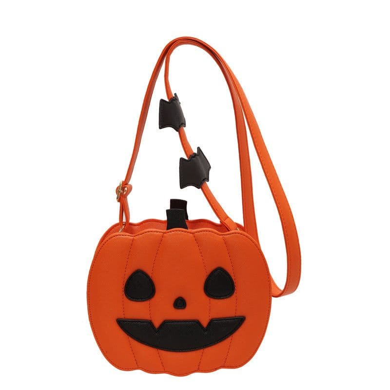 image-2023 Halloween Bags Funny Pumpkin Cartoon Shoulder Crossbody Bag With Bat Personalized Creative Female Bag