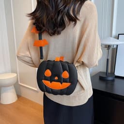 image-2023 Halloween Bags Funny Pumpkin Cartoon Shoulder Crossbody Bag With Bat Personalized Creative Female Bag