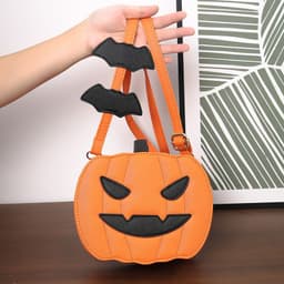 image-2023 Halloween Bags Funny Pumpkin Cartoon Shoulder Crossbody Bag With Bat Personalized Creative Female Bag