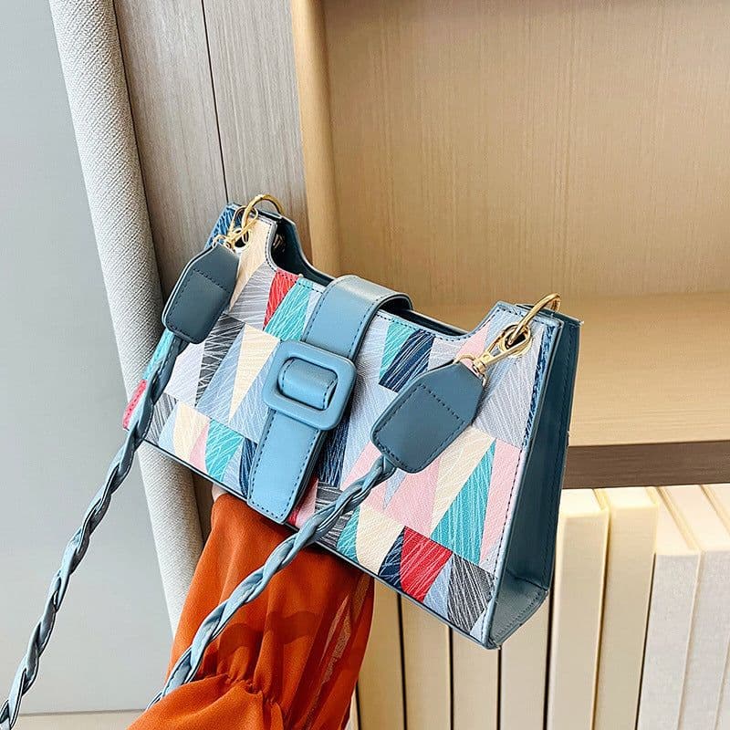 image-New Popular Contrast Color PU Bag Female Summer Casual