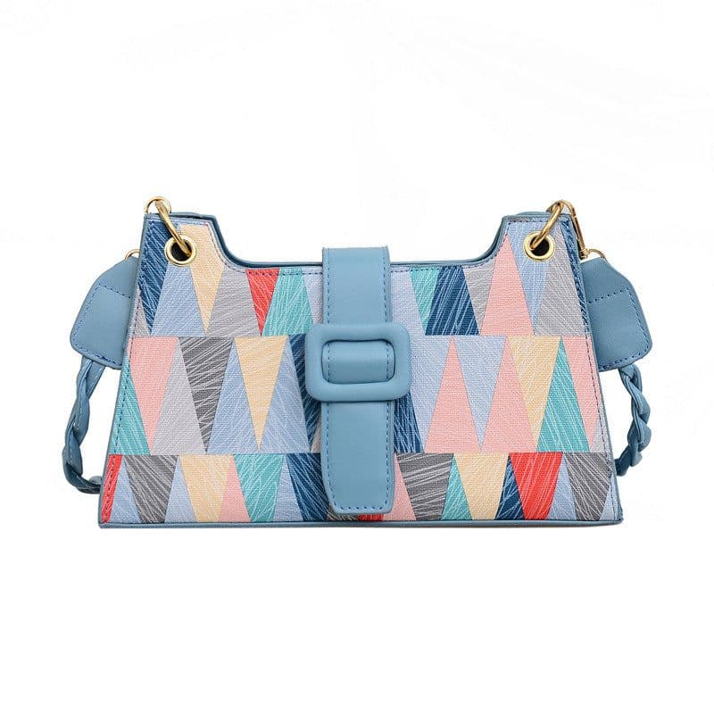 image-New Popular Contrast Color PU Bag Female Summer Casual