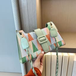 image-New Popular Contrast Color PU Bag Female Summer Casual