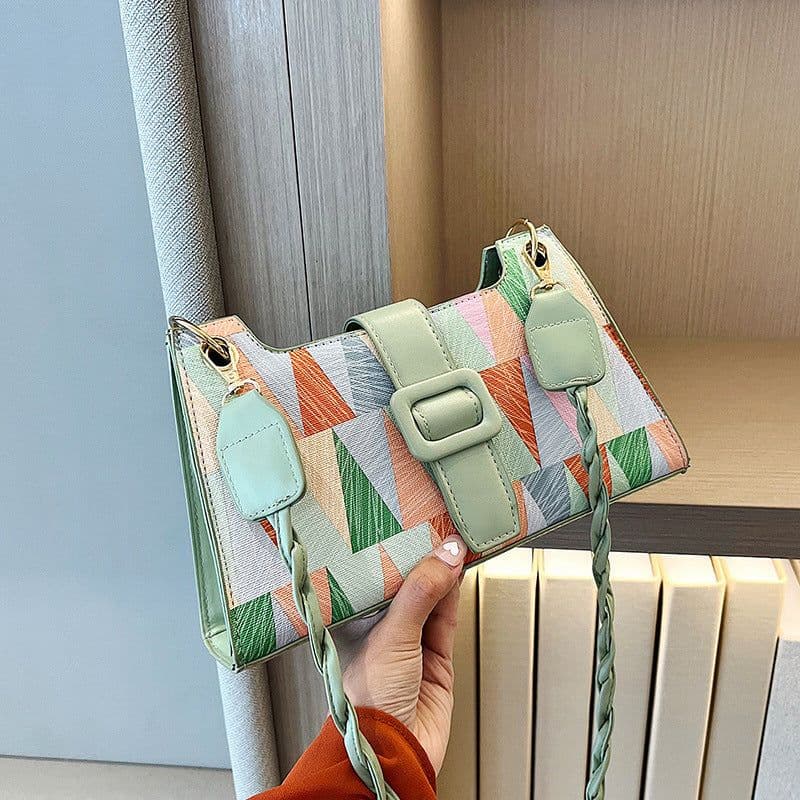 image-New Popular Contrast Color PU Bag Female Summer Casual