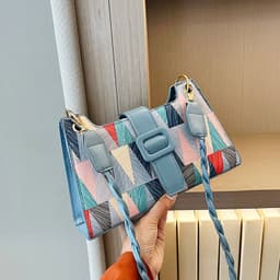image-New Popular Contrast Color PU Bag Female Summer Casual