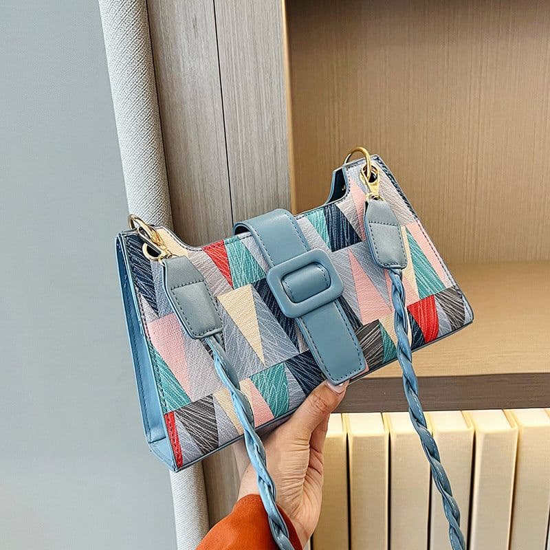 image-New Popular Contrast Color PU Bag Female Summer Casual