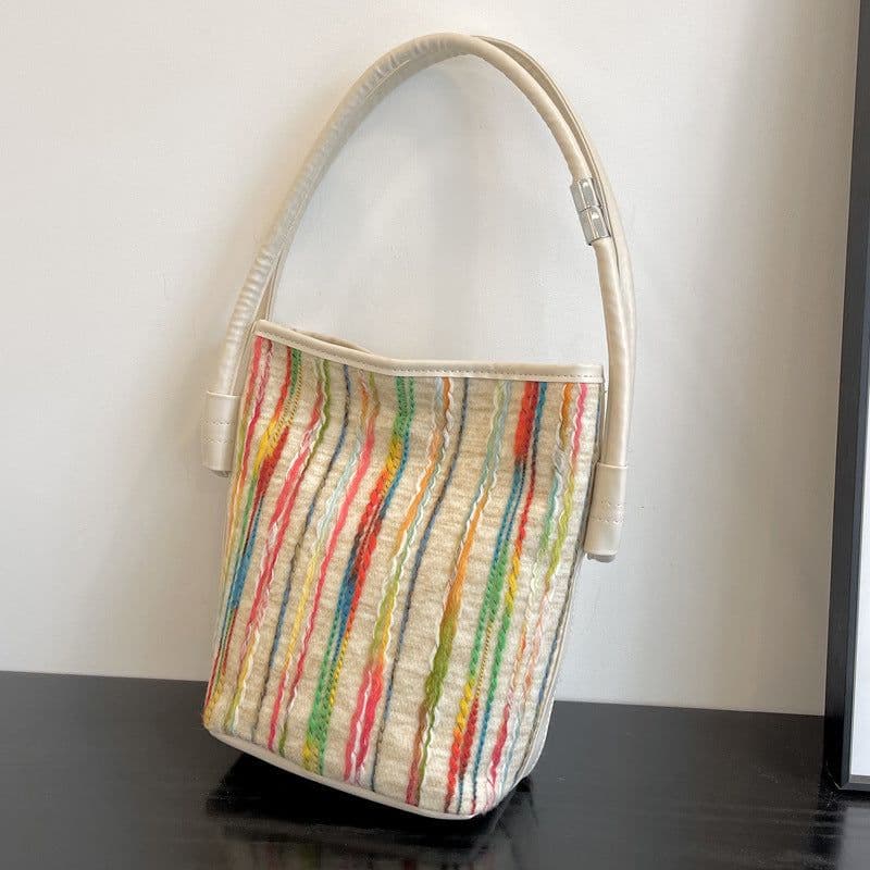 image-Canvas Bucket Bags For Women Summer Popular New Fashion Color Contrast