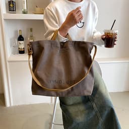 image-Canvas Letters Tote Bag Large Capacity Crossbody Women