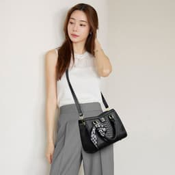 image-Textured Silk Scarf Pattern Handbag Crossbody