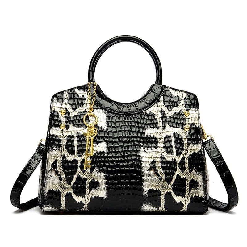 image-Retro Fashion Snakeskin Pattern Portable Big Bag