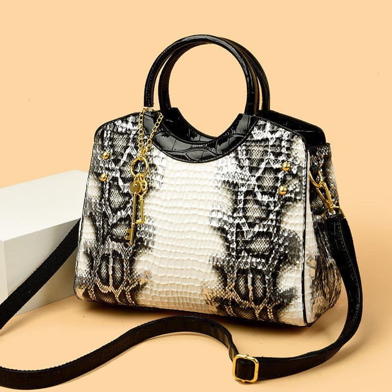 image-Retro Fashion Snakeskin Pattern Portable Big Bag
