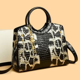 image-Retro Fashion Snakeskin Pattern Portable Big Bag