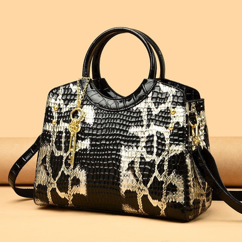 image-Retro Fashion Snakeskin Pattern Portable Big Bag