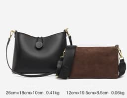 image-Cowhide Bucket Women's Shoulder Crossbody Bag