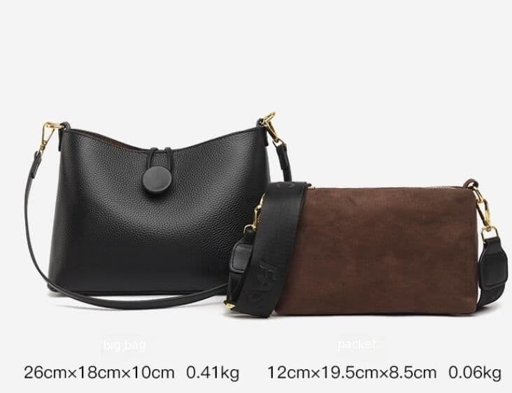 image-Cowhide Bucket Women's Shoulder Crossbody Bag