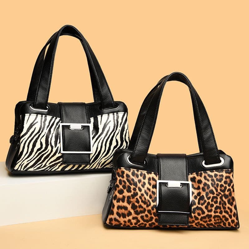 image-Leopard Print Soft Leather Fashion Shoulder Messenger Bag