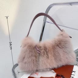 image-Fox Fur Stitching Women's Handbag Temperament Novel Zipper Design