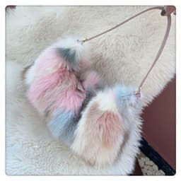 image-Fox Fur Stitching Women's Handbag Temperament Novel Zipper Design