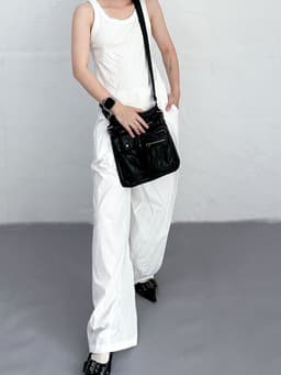 image-Retro Style Washed Fabric Crossbody Underarm Bag