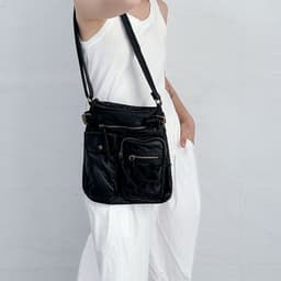 image-Retro Style Washed Fabric Crossbody Underarm Bag