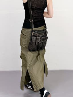 image-Retro Style Washed Fabric Crossbody Underarm Bag