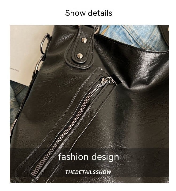 image-Korean Style Retro Fashion Shoulder Messenger Bag Texture High Sense