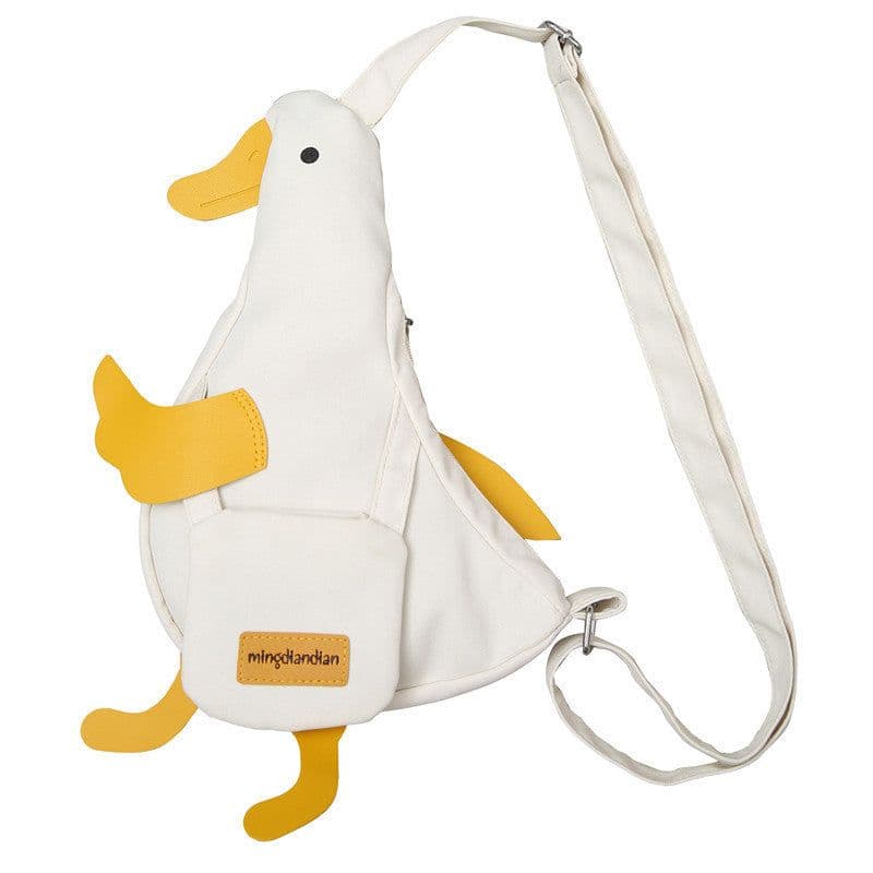 image-Cute Duck Canvas Bag Girls Messenger Shoulder Bag Funny Cartoon Chest Bags For Women