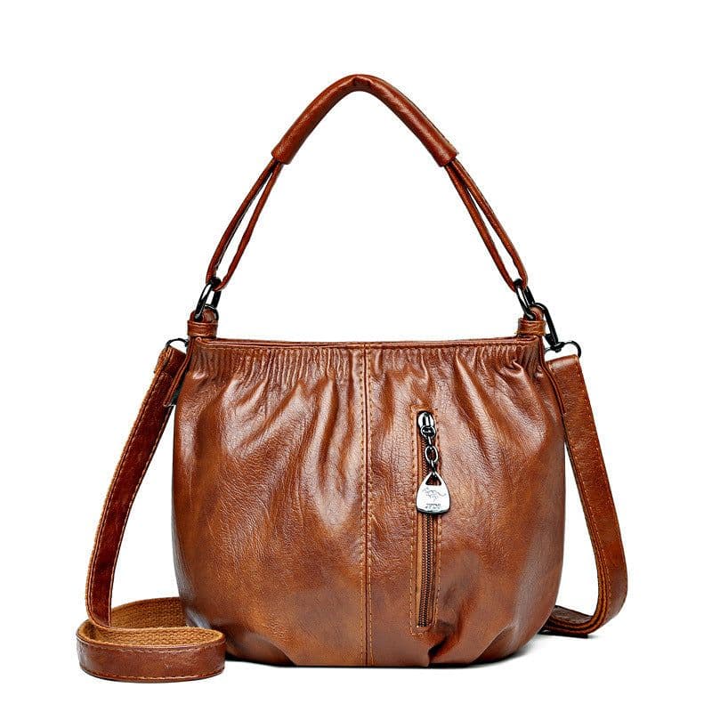 image-Retro Pleated Design Bucket Bag Fashion All-match Shoulder Messenger Bags For Women Handbag