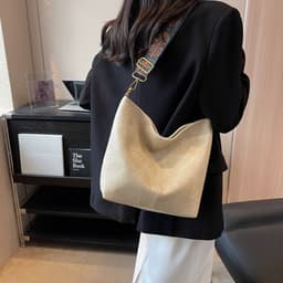 image-Retro Bucket Bag Retro Print Wide Shoulder Strap Messenger Shoulder Bags Solid Color Shopping Daily Commuter Handbag