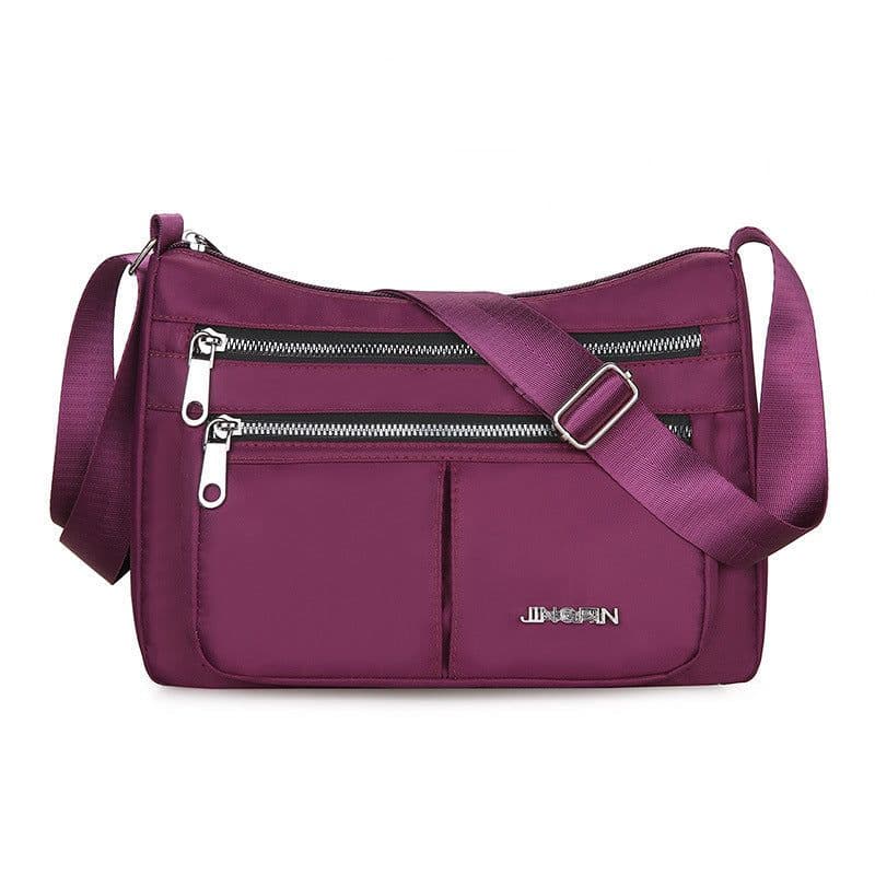 image-Large Capacity Shoulder Bags With Three Layers Of Zipper Design Women's Nylon Crossbody Bag Outdoor Shopping Mummy Messenger Bag