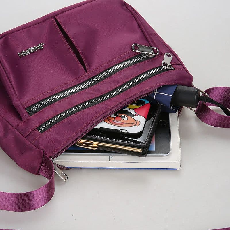 image-Large Capacity Shoulder Bags With Three Layers Of Zipper Design Women's Nylon Crossbody Bag Outdoor Shopping Mummy Messenger Bag
