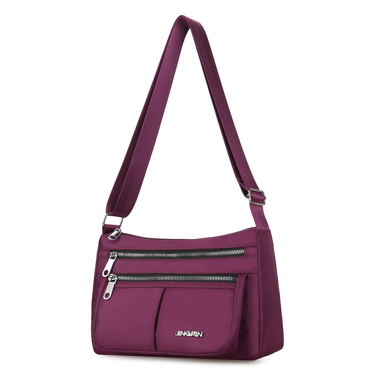 image-Large Capacity Shoulder Bags With Three Layers Of Zipper Design Women's Nylon Crossbody Bag Outdoor Shopping Mummy Messenger Bag