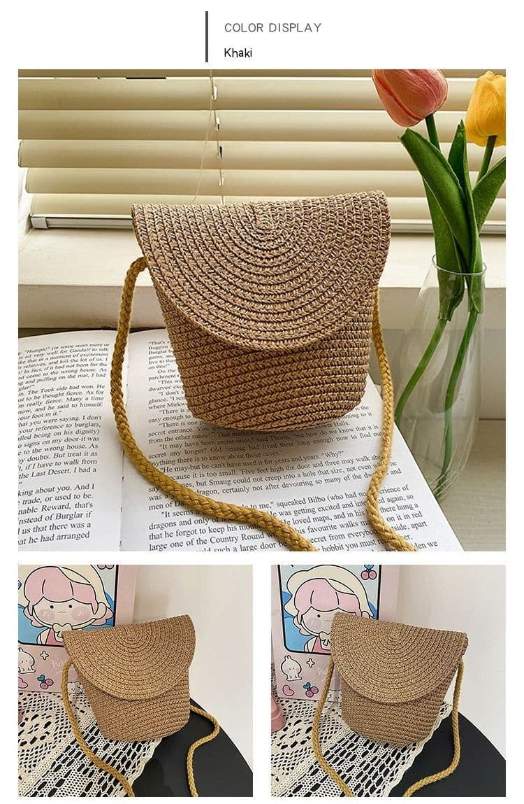 image-French Style Straw Bag Shoulder Crossbody