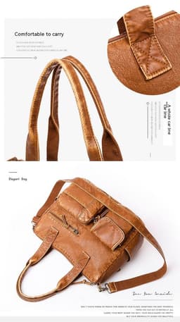 image-Stylish Retro Minimalism Handbag Women's Casual And Lightweight Washed Leather All-match Shoulder Bag