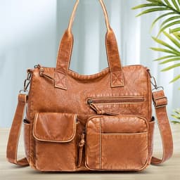 image-Stylish Retro Minimalism Handbag Women's Casual And Lightweight Washed Leather All-match Shoulder Bag