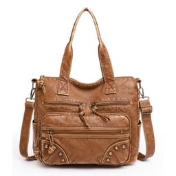 image-Stylish Retro Minimalism Handbag Women's Casual And Lightweight Washed Leather All-match Shoulder Bag