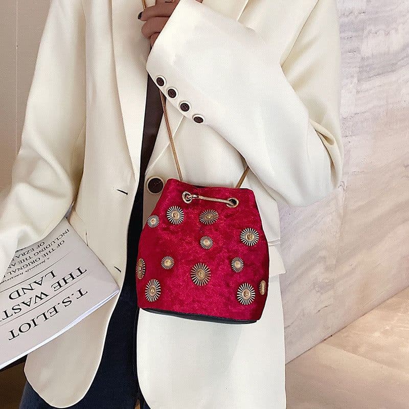 image-Women's Fashion Velvet Bucket Bag