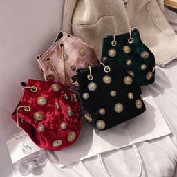 image-Women's Fashion Velvet Bucket Bag