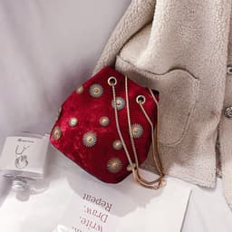 image-Women's Fashion Velvet Bucket Bag