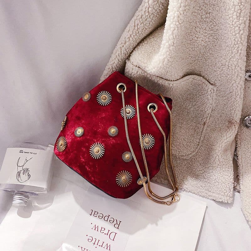 image-Women's Fashion Velvet Bucket Bag
