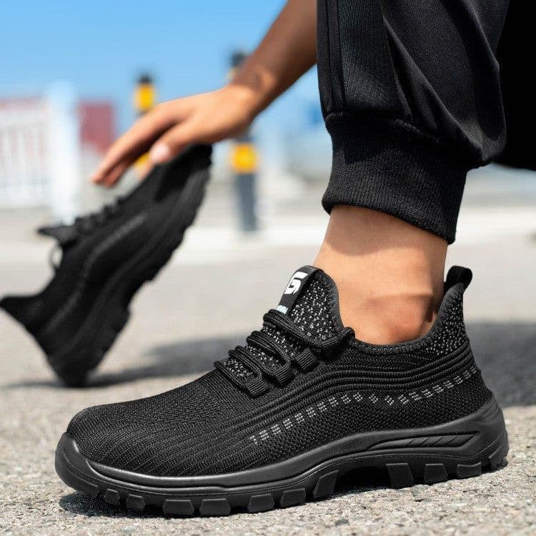 image-Flying Weaving Summer Labor Protection Shoes For Men Breathable