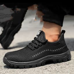 image-Flying Weaving Summer Labor Protection Shoes For Men Breathable
