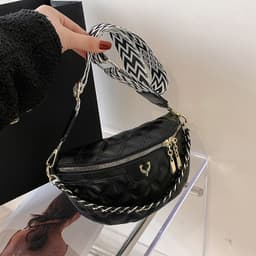 image-Chain Texture Slanted Chest Bag Women's Shoulder