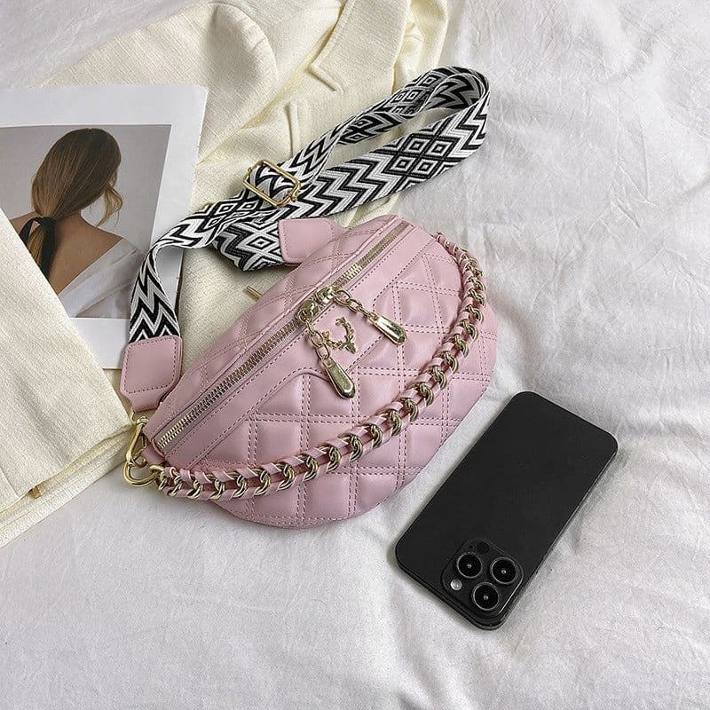image-Chain Texture Slanted Chest Bag Women's Shoulder