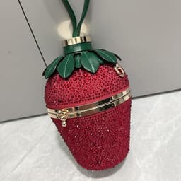 image-Single Shoulder Bag Rhinestone Strawberry Crossbody Bag Portable